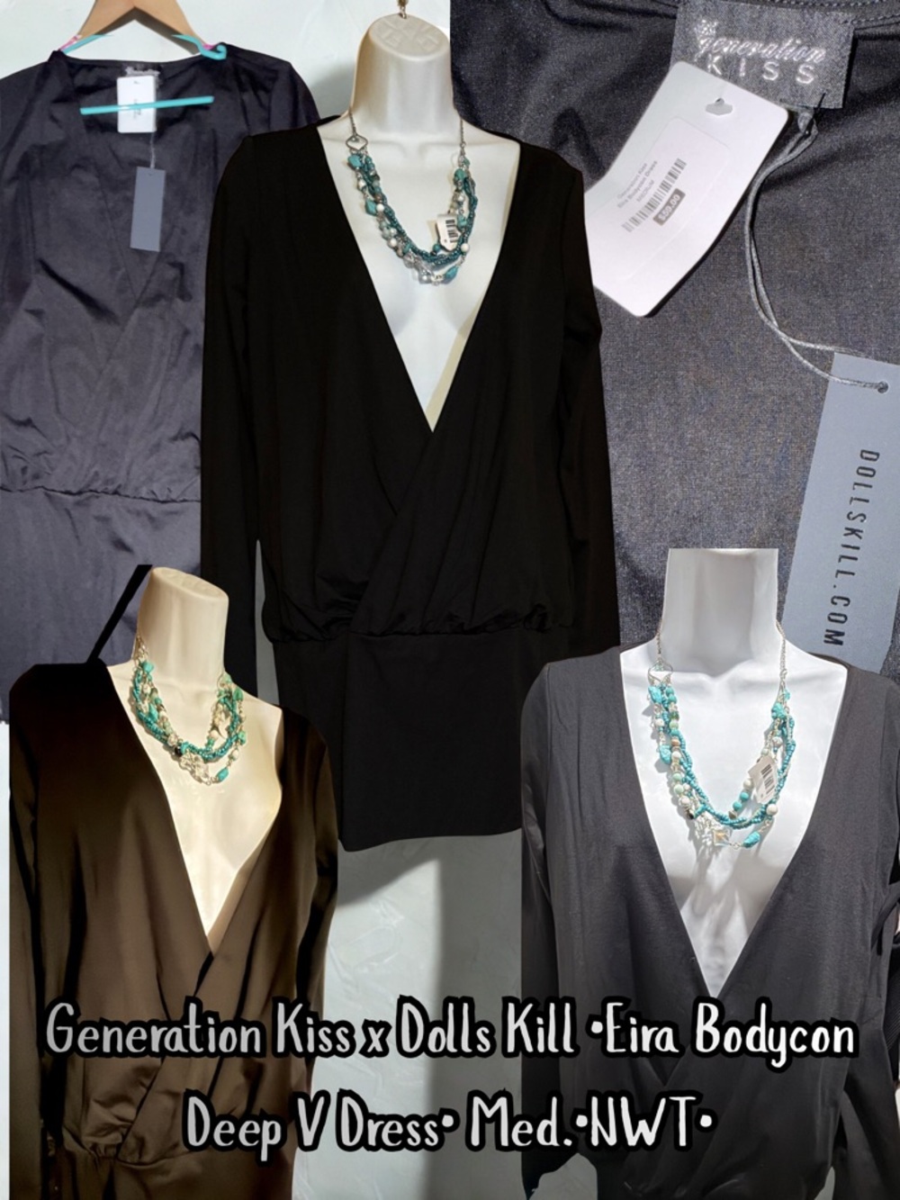 Generation Kiss x Dolls Kill Black Deep V Mini Dress